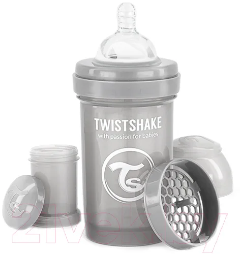 Бутылочка для кормления Twistshake Антиколиковая / 78254 (180мл, пастельный серый)