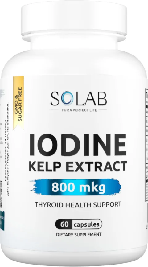 Минерал SOLAB Йод Келп 800 мкг (60 капсул)