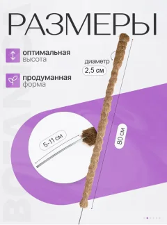 Опора для комнатных растений BOTANICA Кокосовая гибкая 80см (25мм) — фото 3