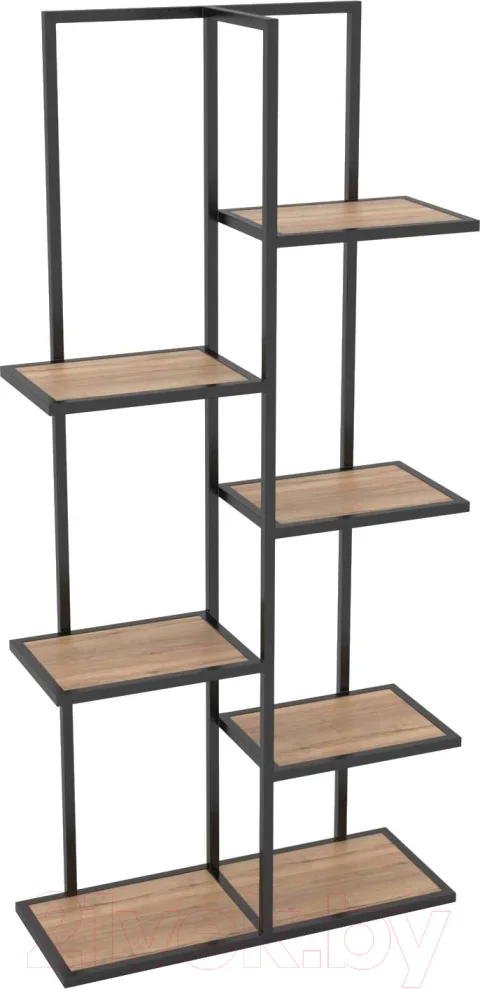 Стеллаж Hype Mebel Для цветов 80x170 (черный/дуб галифакс натуральный)