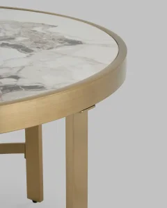 Журнальный столик Stool Group Адриана 80x80 / ECT-223-BRCG-BDFL (светлая керамика/сталь шампань) — фото 5