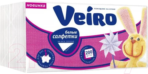 Бумажные салфетки Veiro 9012783 (200шт, белый)