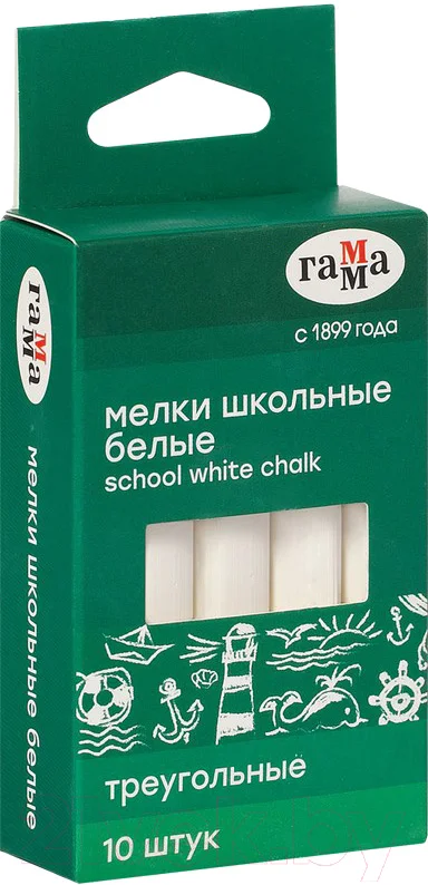 Набор мела канцелярского ГАММА 909191 (10шт, белый)