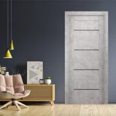 Дверь межкомнатная SMART Орион 90x200 (бетон/черное стекло) — фото 2