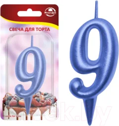 Свеча для торта Мультидом Овал Цифра 9 / МС5-49 (синий) — фото 6