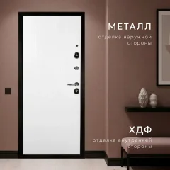 Входная дверь Guard Стандарт плюс 96x205 HDF (правая, антик темно-серебристый/белый) — фото 2