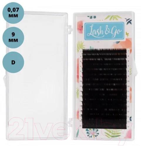 Ресницы для наращивания Lash&Go На ленте 9/D/0.07мм (16 линий, черный)