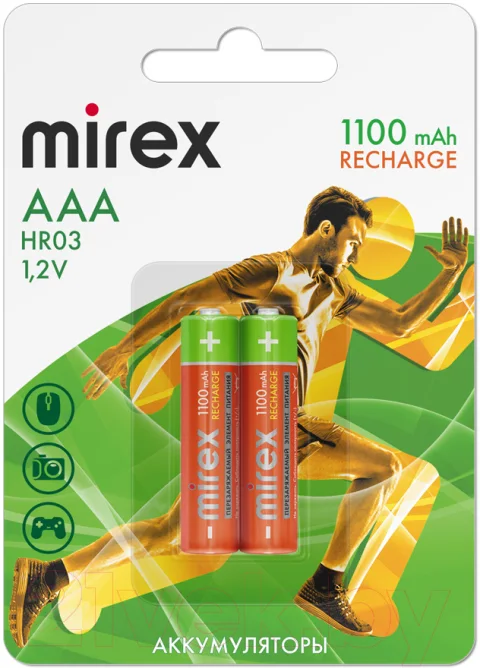 Комплект аккумуляторов Mirex AAA 1100мАч / HR03 (2шт)