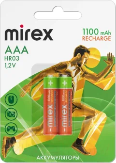 Комплект аккумуляторов Mirex AAA 1100мАч / HR03 (2шт) — фото 7