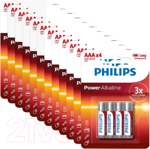 Комплект батареек Philips AAA LR03 4xBL (12x4шт)