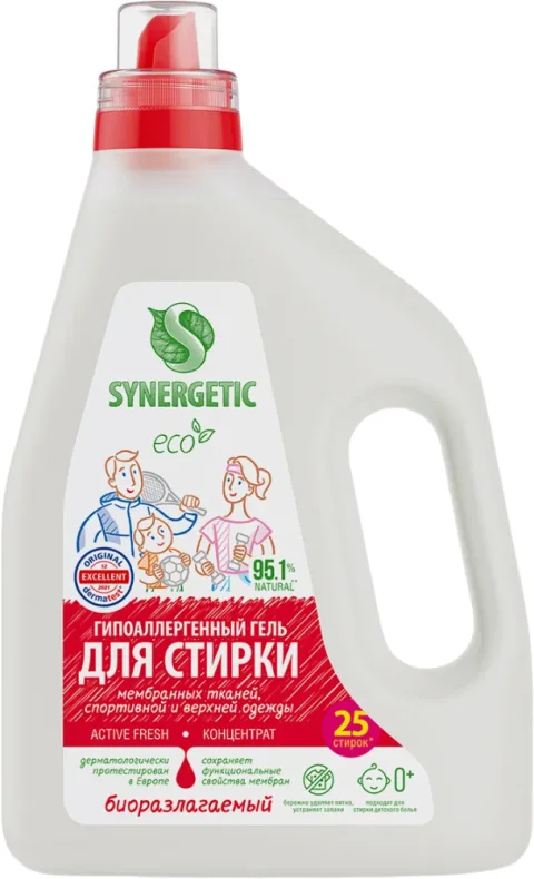 Гель для стирки Synergetic Active Fresh биоразлагаемый (1.5л)