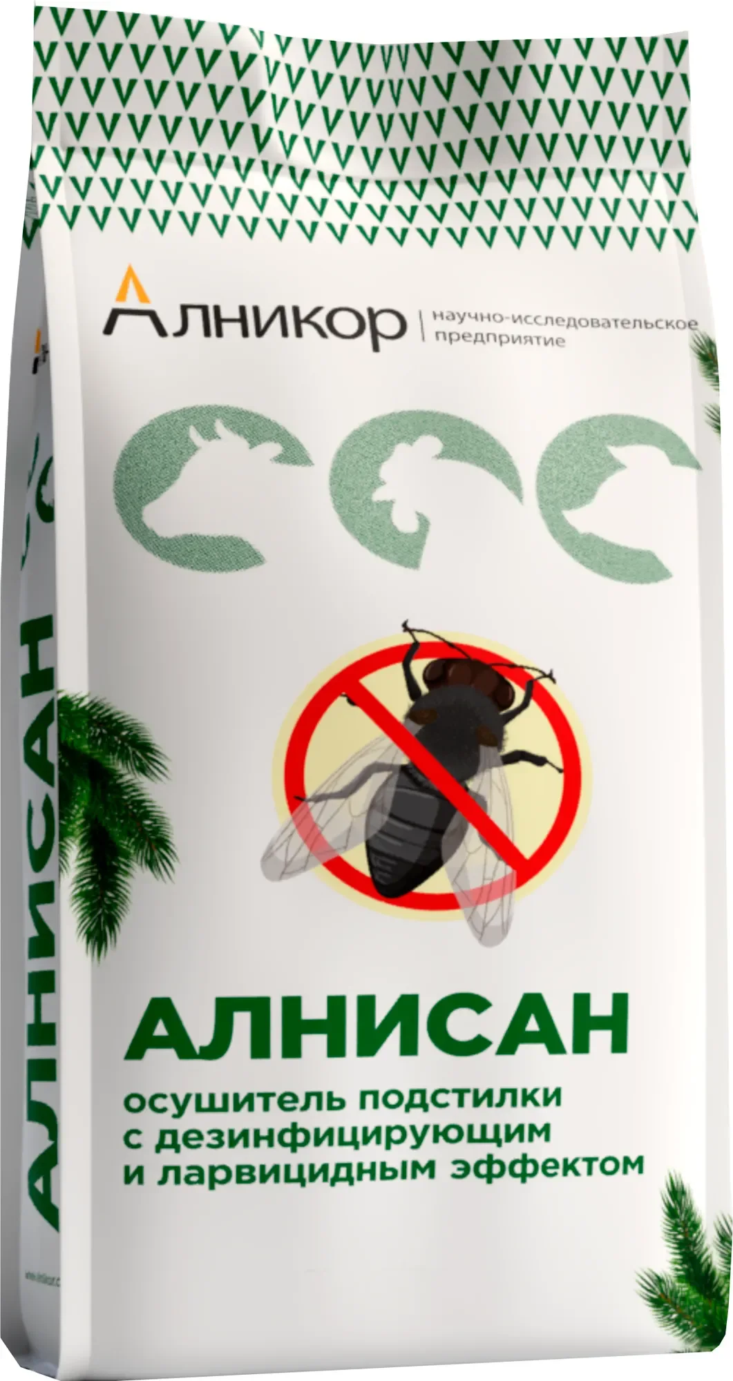 Осушитель подстилки Алникор Алнисан с ларвицидным эффектом и дезинфектантом (15кг)
