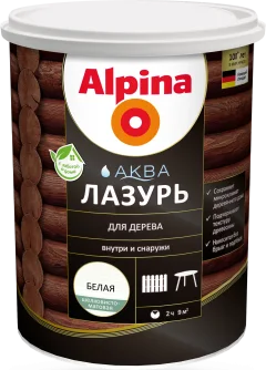 Лазурь для древесины Alpina Аква (900мл, белый) — фото 1