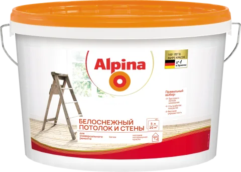Краска Alpina Белоснежный потолок и стены (5л)