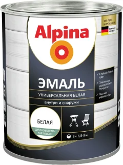 Эмаль Alpina Универсальная (белый шелковисто-матовый, 800г) — фото 1