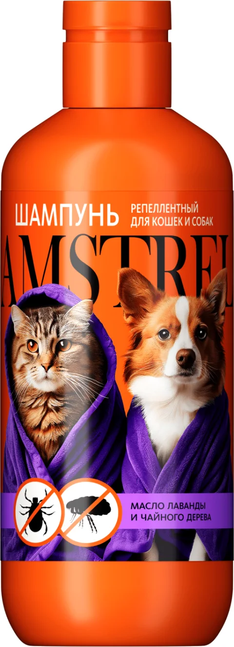 Шампунь для животных Amstrel Репеллентный для кошек и собак с маслом лаванды и чайн. дерева (300мл)