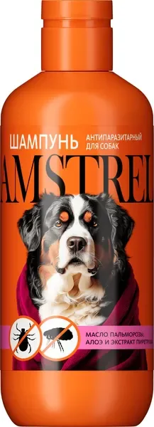 Шампунь от блох Amstrel Антипаразитарный с маслом пальмарозы и алоэ для собак (300мл) — фото 3