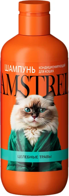 Шампунь для животных Amstrel Кондиционирующий с целебными травами для кошек (300мл) — фото 1