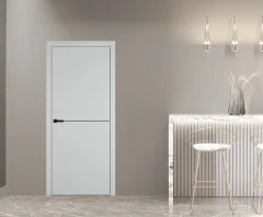 Дверь межкомнатная Emalex Basic 1 90x200 (Steel/ABS Black/молдинг черный) — фото 2