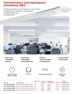 Светильник линейный EKF Basic ДБО-6104 36Вт 6500K IP20 / LBL-6104-36-6500 — фото 7