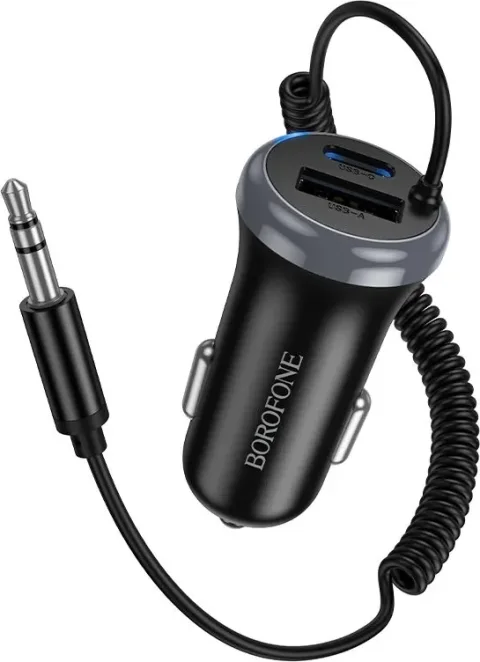 Bluetooth адаптер для автомобиля Borofone BC64 с кабелем (черный)