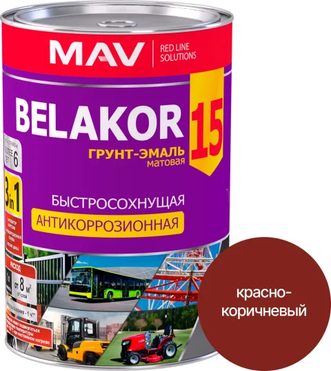 Грунт-эмаль MAV Belakor-15 (1л, матовый красно-коричневый)