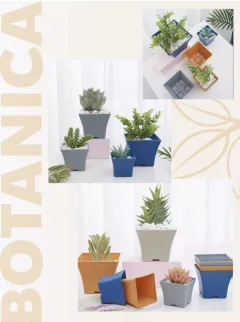 Вазон BOTANICA Block с поддоном (12x12x10см, оранжевый) — фото 4
