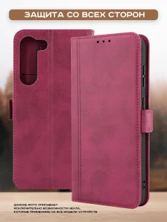 Чехол-книжка Case Book для Poco C61 с магнитной застежкой (темно-красный) — фото 4
