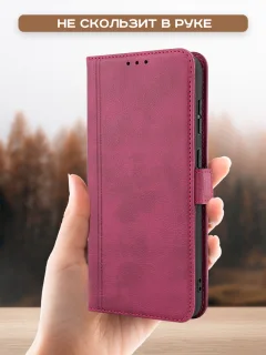 Чехол-книжка Case Book для Realme C65 с магнитной застежкой (темно-красный) — фото 3