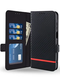 Чехол-книжка Case Book для Redmi 13C 4G/Poco C65/Poco M6 5G с магнитной застежкой (черный карбон) — фото 2