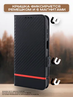 Чехол-книжка Case Book для Tecno Spark 20 Pro с магнитной застежкой (черный карбон) — фото 5