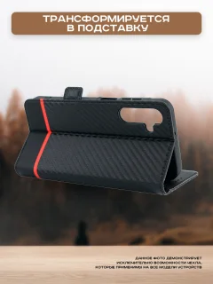 Чехол-книжка Case Book для Tecno Spark 20 Pro с магнитной застежкой (черный карбон) — фото 7