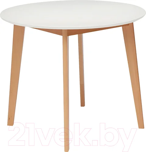 Обеденный стол Tetchair Bosco D90 (белый/натуральный бук)