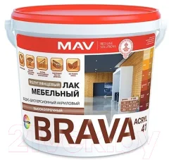 Лак MAV Brava ВД-АК-2041 мебельный (5л, бесцветный полуглянцевый) — фото 1