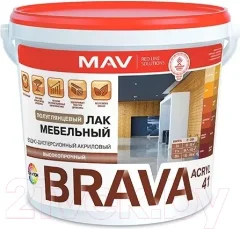 Лак MAV Brava ВД-АК-2041 мебельный (5л, бесцветный полуглянцевый) — фото 5