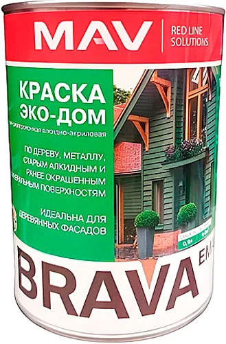 Краска MAV Brava Эко-Дом (900мл, белый полуглянцевый)