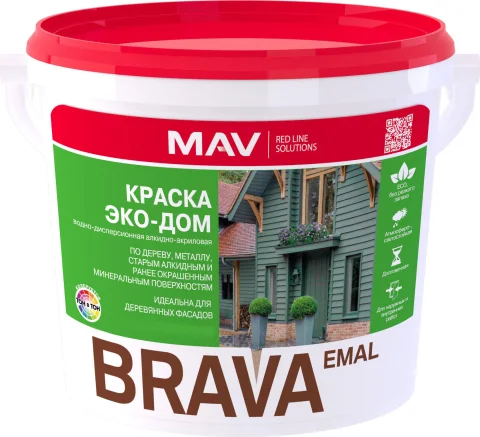 Краска MAV Brava Эко-Дом (3л, белый полуглянцевый)