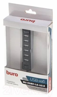 USB-хаб Buro BU-HUB7-1.0-U2.0 (черный) — фото 5