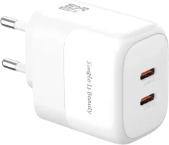 Адаптер питания сетевой XO C35W 2USB-C L140 — фото 1