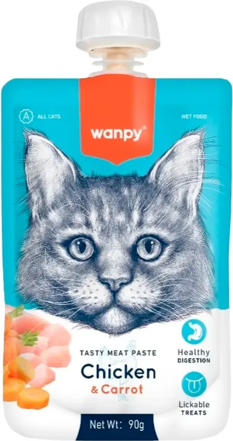 Лакомство для кошек Wanpy Cat Мясное пюре из курицы (90г)