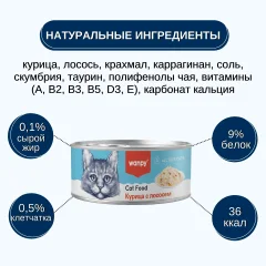 Влажный корм для кошек Wanpy Cat Курица с лососем (95г) — фото 3