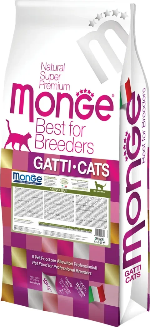Сухой корм для кошек Monge Cat Sensitive с чувствительным пищеварением с курицей (10кг)