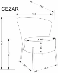 Кресло мягкое Halmar Cezar (серый) — фото 9