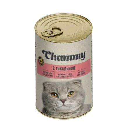 Влажный корм для кошек Chammy Говядина в соусе (415г)