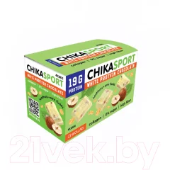 Протеиновый шоколад Chikalab Шоколад белый с фундуком и кукурузными чипсами (4x100г) — фото 1
