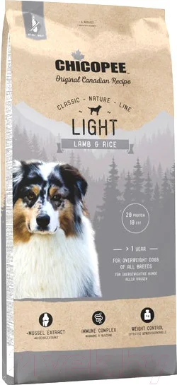 Сухой корм для собак Chicopee CNL Adult Light Lamb&Rice (15кг)