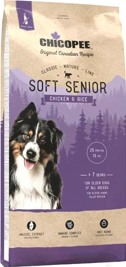 Полувлажный корм для собак Chicopee CNL Soft Senior Chicken & Rice (15кг)