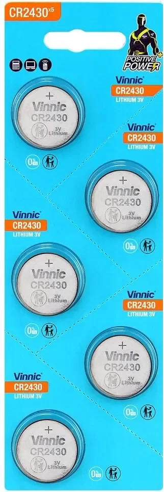 Комплект батареек Vinnic CR2430-C5 Lithium 3V (5шт)