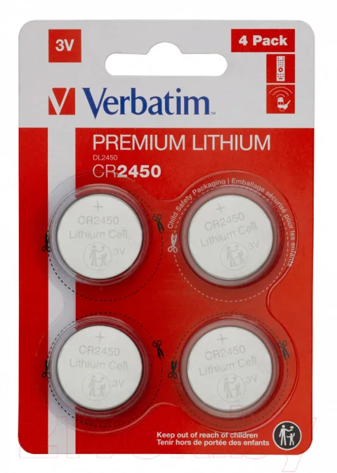 Комплект батареек Verbatim CR2450 / 49535 (4шт)