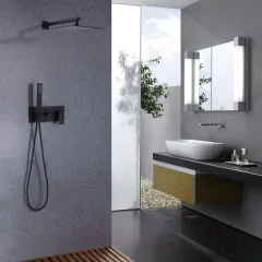 Душевая система со смесителем Abber Daheim AF8218B (черный матовый) — фото 2